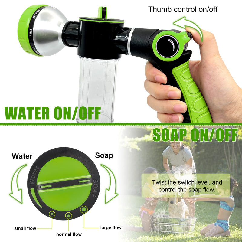 Pup Jet Dog Wash Hose Attachment, 8-in-1 Sprayer Mode Garden Hose Nozzle with Pet Grooming Glove and 100cc Soap Dispenser Bottle, Adopted in Watering Flowers, Car Wash, Dog and Horse Showering - PawsPlanet Australia