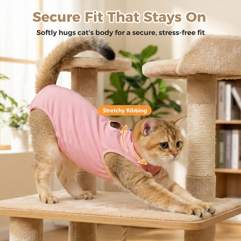 Avont Adjustable Cat Recovery Collar Bundle with Breathable Cat Recovery Suit After Surgery