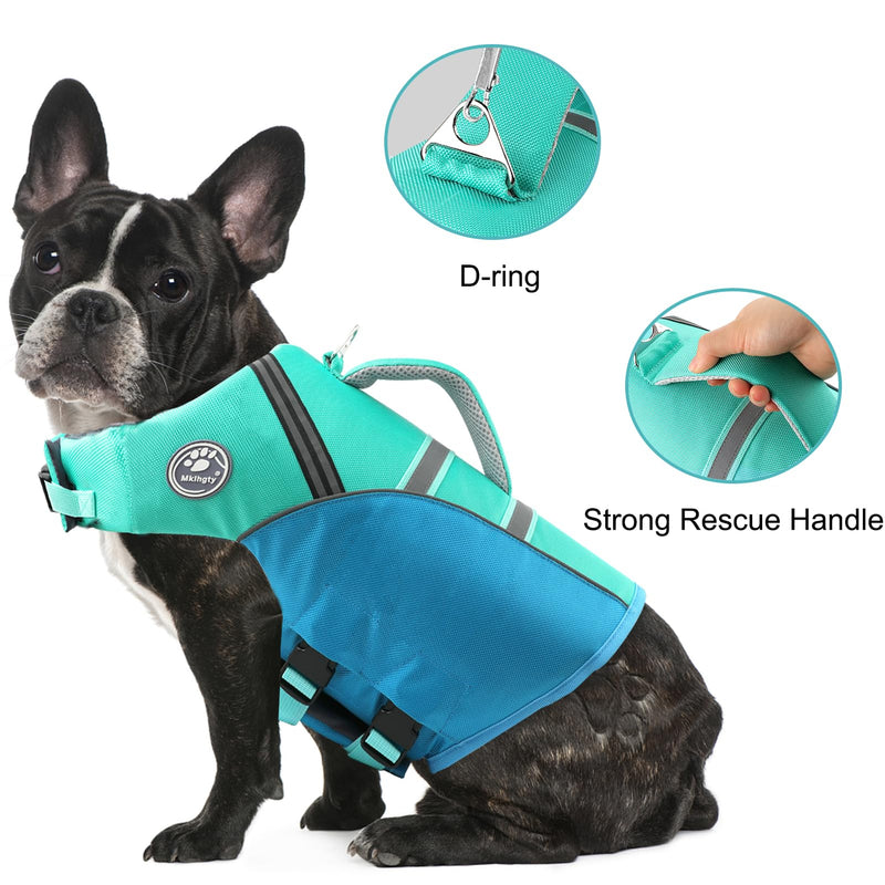 Dog Life Jacket, Reflective Adjustable Dog Life Vest for Swimming and Boating, Ripstop Pet Safety Vest with Rescue Handle, High Buoyancy Dog Life Preserver for Small Medium Large Dogs Blue XX-Large - PawsPlanet Australia