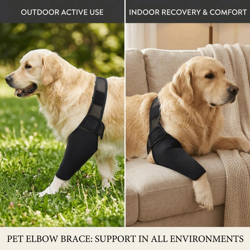 Dog Elbow Protector Pads for Small Medium Dogs – Adjustable Neoprene Brace for Joint Support, Post-Surgery Recovery, and Leg Injury Care(S) S