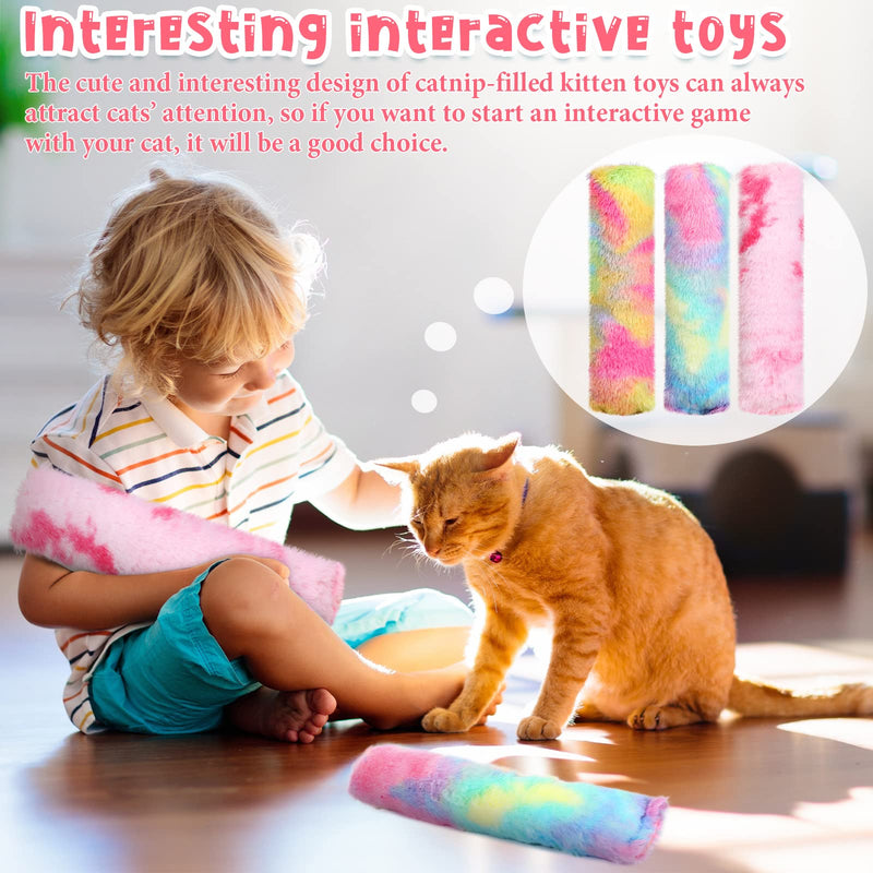 6 Pcs Catnip Toys Interactive Cat Kicker Toy Plush Fabric Cat Kick Toy Sticks Chasing Chewing Exercising Catnip Filled Cat Toys Cat Chew Toy for Puppy Kitty (Candy Color, 10.6 Inch) Candy Color - PawsPlanet Australia