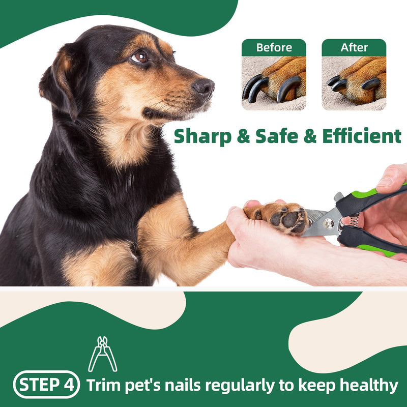 Pet Grooming Kit - 7 PCS Green Deshedding Brush Set with Undercoat Rake, Slicker Brush, Bath Brush & Nail Clipper for Short & Long-Haired Dogs and Cats A-Green - PawsPlanet Australia