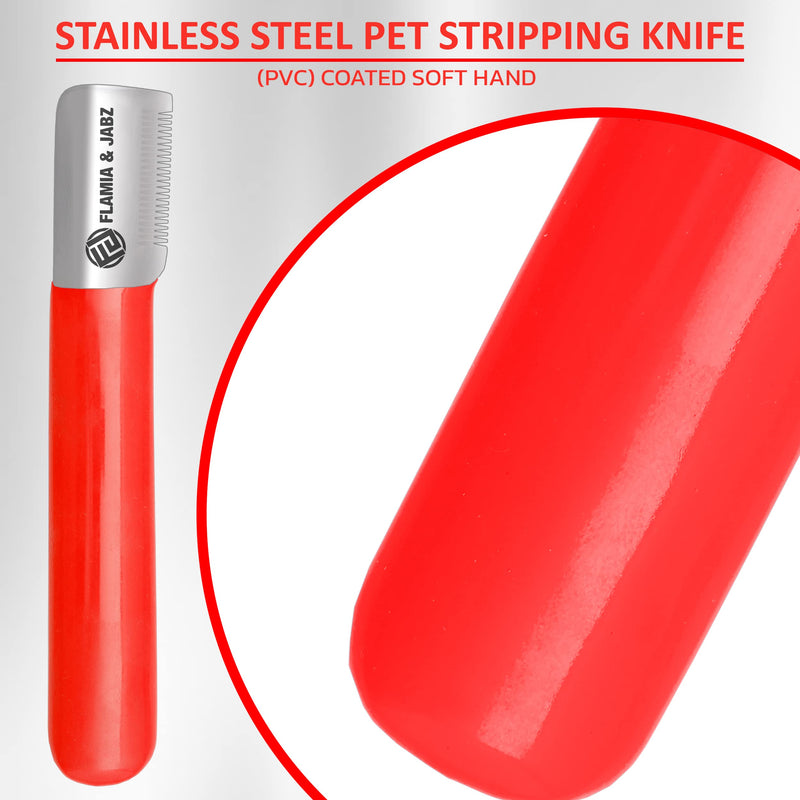 FLAMIA & JABZ Stripping Knife for dogs, Right handed, Stainless Steel with Plastic grip (Fine) Fine - PawsPlanet Australia