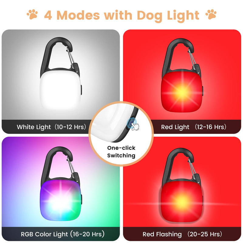 Rechargeable Led Dog Collar Light with 4 Modes - Ip68 Waterproof Camping Light Up Dog Collar for Night Walking, Running, Cycling (Black) Black - PawsPlanet Australia