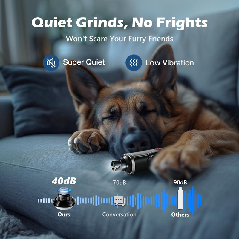 Dog Nail Grinder, Nail Clippers with LED Light, USB Rechargeable Electric Dog Nail Trimmer 5-Speed Paws Grooming & Smoothing for Large Medium Small Dogs Cats Pet - PawsPlanet Australia