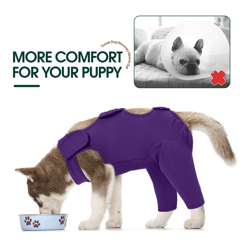 Kuoser Dog Recovery Suit for Back Legs, Thigh Wound Protective Sleeve for Dogs, Dog Recovery Sleeve for Female Male Dogs, Dog Onesie After Surgery Pet Surgical Suit for Spay Neuter, Purple XL XL (Prioritize CHEST GIRTH:27.6-32.3'') - PawsPlanet Australia