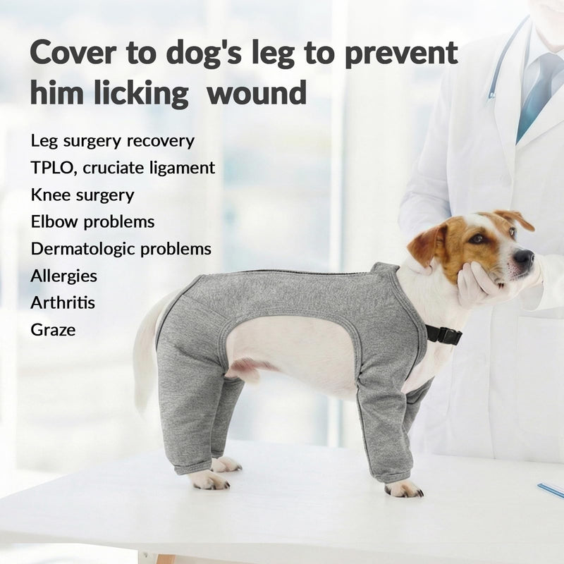 PUMYPOREITY Dog Onesie Surgery Recovery Suit, Dog Anti Lick Leggings Long Leg Vest Medical Pet Shirt after an Operation Non Restrictive on Movement(Grey, XL) Grey