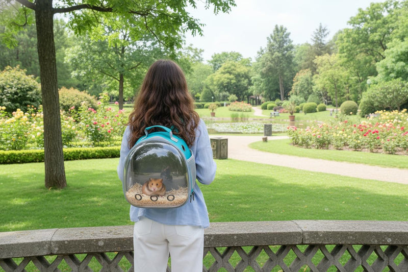 Small Animal Carrier Guinea Pig Backpack,Transparent, Breathable Backpack Carrier for Hedgehogs, Rabbits, Birds, Squirrels, Hamsters, Lizards Comfortable, Portable Travel Bag for Small Pets (Green) Green