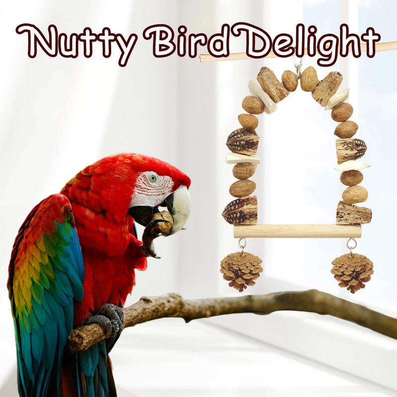 Nut Perch Stand with Interchangeable Materials – Natural, Safe Bird Playset for Beak Exercise & Mental Stimulation Nutty Nature Charms - PawsPlanet Australia
