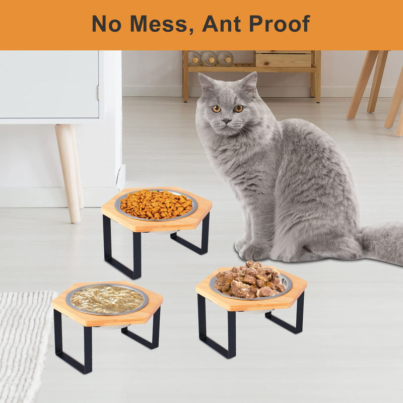 Petmolico Raised Cat Bowl,3 Elevated Water and Food Bowls Stainless Steel for Indoor Cat and Small Dogs with Metal Stand Yellow#1 - PawsPlanet Australia