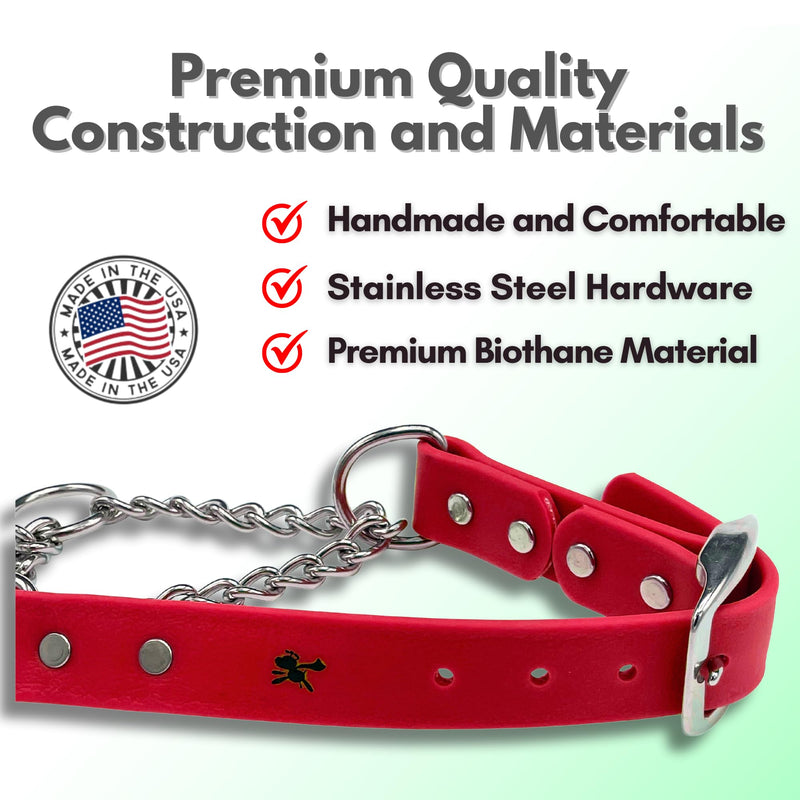 Martingale Collar for Dogs, Biothane, Stainless Steel Hardware, No Pull, Made in The USA, Professional Grade, XL, Red Extra Large - PawsPlanet Australia
