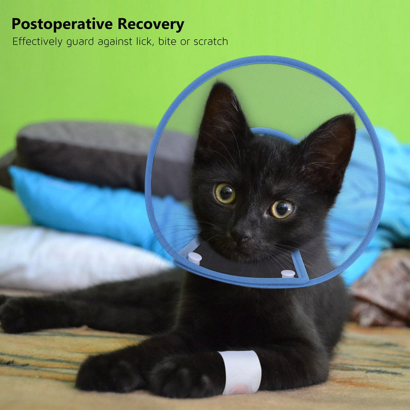 Cat Cone Collar, to Stop Licking, Recovery Elizabethan After Surgery, Clear Soft Neck E-Collar, Not Block Vision, for Kitten Puppy Dog Pet in Surgery Remedy - M in Blue 6"-9" - PawsPlanet Australia