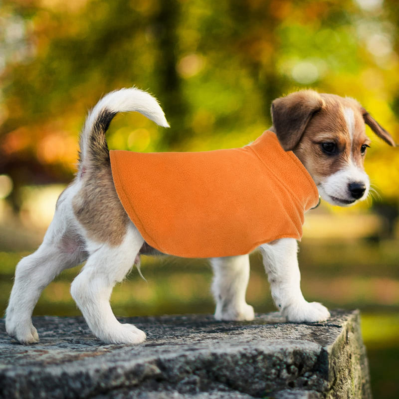 FUAMEY Dog Fleece Vest,Warm Sweatshirt Puppy Stretchy Sweater Pullover Dog Turtleneck Coat Dog Winter Jacket with Leash Hole, Dachshund Sweaters Yorkie Clothes for Small Medium Large Dogs Orange XS X-Small