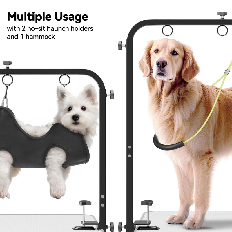 Adjustable Dog Grooming Arm for Table: 42'' Height, 27''–39'' Width, Clamp Fits Up to 2.76'', with Hammock & 2 Nooses – Portable Pet Grooming Station for Nail Trimming, Cats & Dogs at Home - PawsPlanet Australia