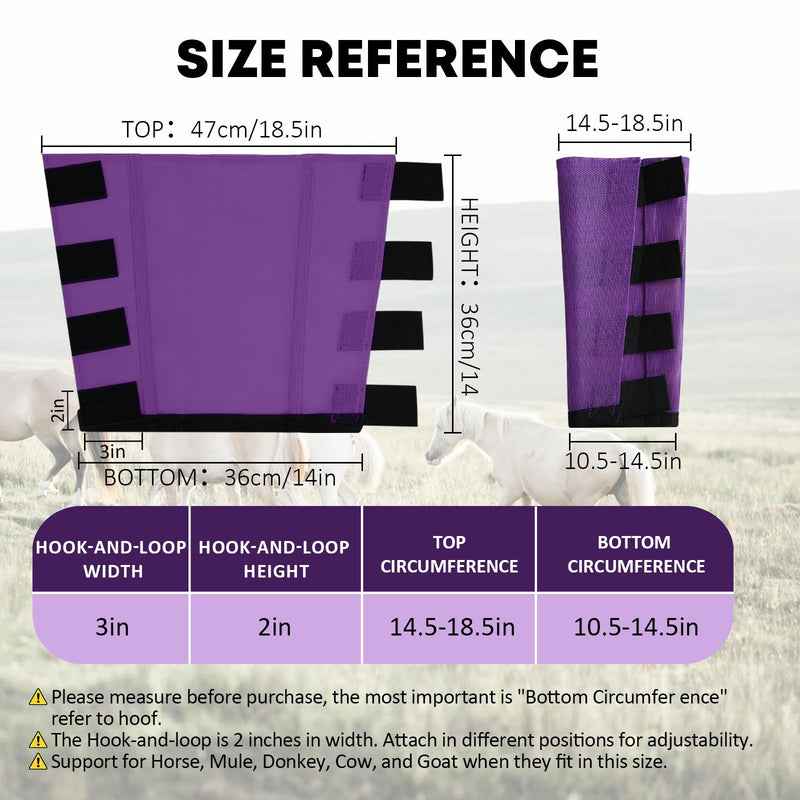 Premium 4-Pack Horse Fly Boots & Leggings Loose-Fit Fine Mesh with Stay-On Fasteners, Support Strips & Anti-Stomp Design Breathable Non-Slip Protection Leg Wrap (Large) Lavender Purple L - PawsPlanet Australia