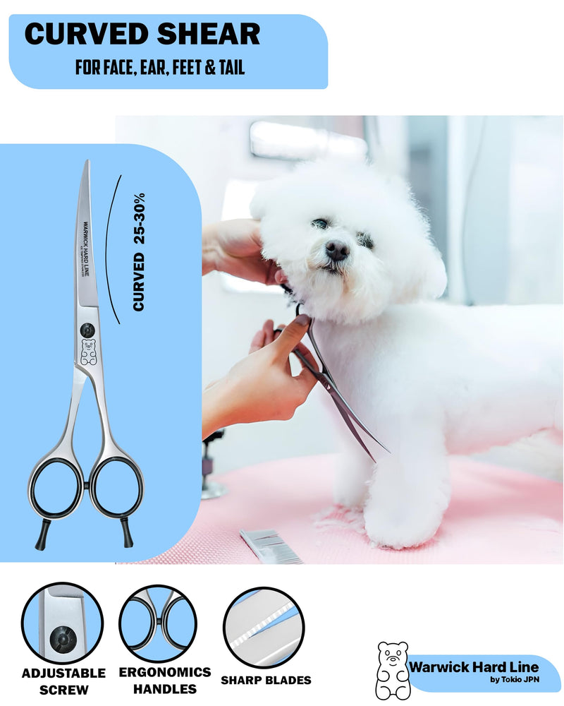 Professional Dog Grooming Scissors Set Pet Grooming Scissors kit for Dogs,Cats,Rabbit & All Pets, Stainless Steel Scissor, thinning Scissor(5 Pieces Set with PU Leather Pouch) 5 Pieces Set