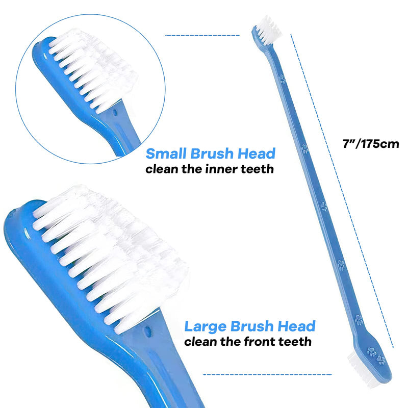 Vinuwu Dog Toothbrush Set, 2 Pack Triple Heads Dog Toothbrushes with 4 Pet Finger Toothbrushes, 2 Dual-Dead Toothbrush, Multi-Angle Dental Teeth Cleaning Products for Small Medium, and Large Pets