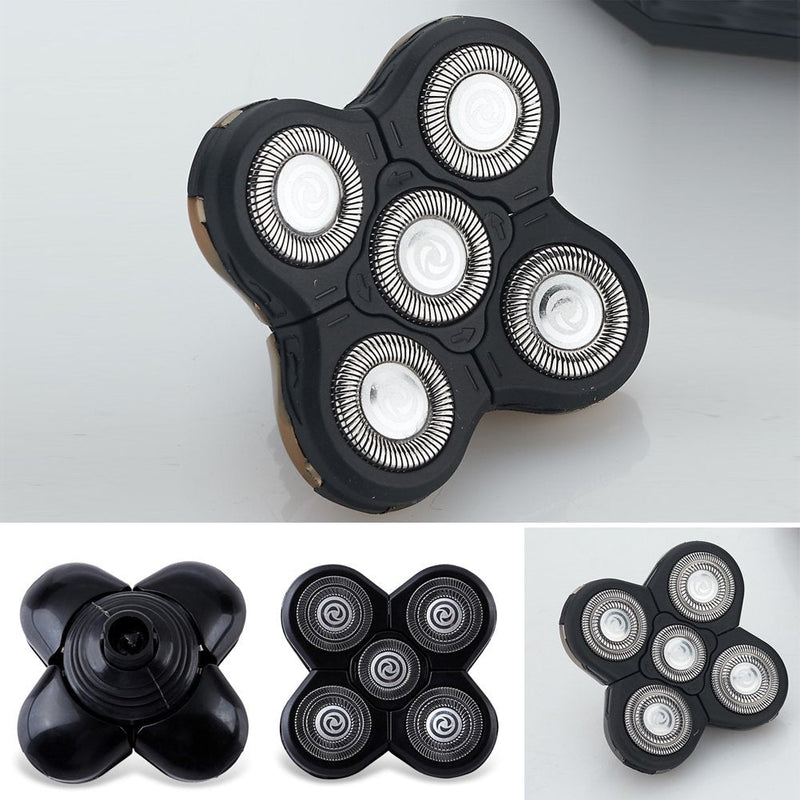 Men Electric Shavers Replacement Heads 5 in 1 Razor Replaceable Alternate Floating Washable Blade Trimmers Head (Black-1pcs) Black-1pcs