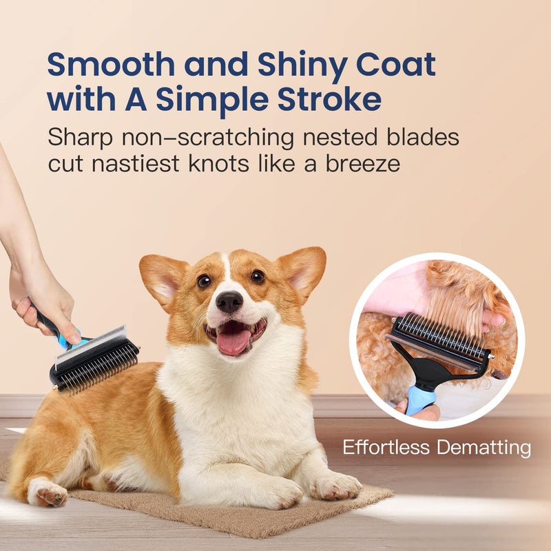 Potaroma Versatile Pet Grooming Brush, Double Sided Shedding and Dematting Undercoat Rake, Reduces Shedding by up to 95% Professional Deshedding Comb Tool for Dogs and Cats (Medium) Medium - PawsPlanet Australia