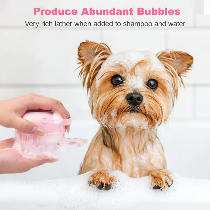 2 Piece Pink Dog Bath Supplies with Dog Brush and Shampoo Brush 2Pack