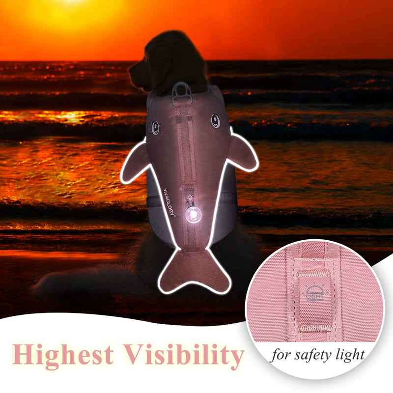 VIVAGLORY Cute Dog Life Vest, Swimming Vest with Handle, Ripstop & Buoyancy for Doggy Puppy, Dog Life Jacket for Swimming & Boating, M, Sakura Pink M: 22-26 inch (Ribcage Girth) - PawsPlanet Australia