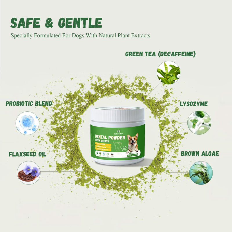Dog Dental Powder, 200g Dental Powder for Dogs Teeth Cleaning and Breath Fresh, Dog Teeth Cleaning Powder with Natural Plants Ingredients and Postbiotics - PawsPlanet Australia