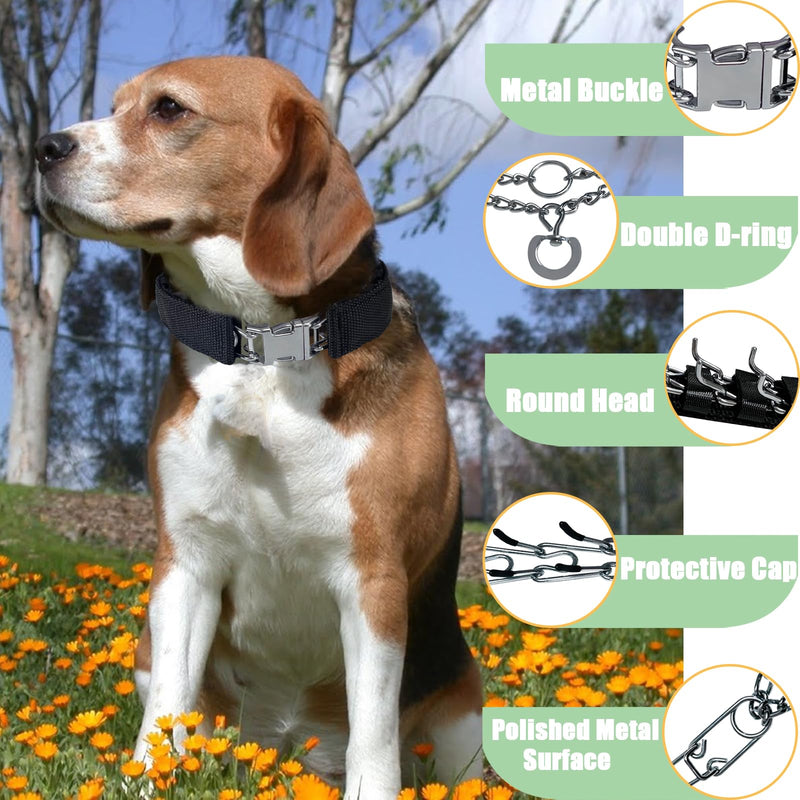 Prong Training Collar for Dogs, Adjustable Dog Pinch Collar with Quick Release Buckle, No Pull Collar for Small Medium Large Dogs, Extra Link and Caps S (14-17" Neck, 2.25mm) Black - PawsPlanet Australia