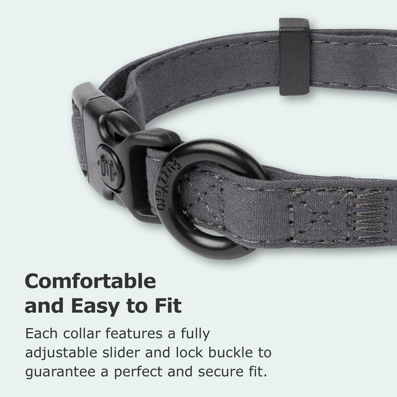 FuzzYard Life Dog Collars | Size M | Stylish Premium Cotton Design in Slate Grey Perfect for Everyday Wear Medium Slate Gray