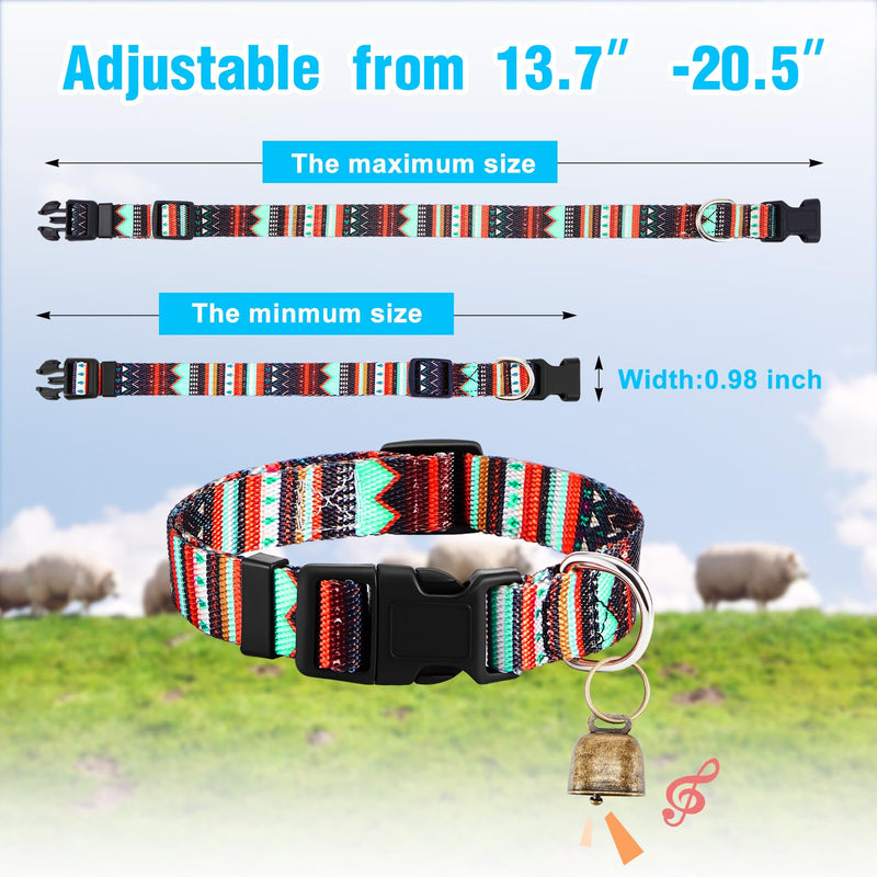 Goat Collars with Bells, Sheep Grazing Copper Bells and Adjustable Nylon Collar Set Loud Bronze Bell for Farm Sheep Cow Accessories Christmas Thanksgiving Gift for Goat Lovers(Geometric) Geometric - PawsPlanet Australia