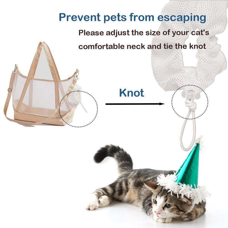 Visible Comfort Cat Sling Carrier for Small Cats 3-8lb,Mesh Dog Sling for Small Dogs and Cats-Light & Breathable Cat Carrier Pouch,Soft Puppy Purse with Adjustable Shoulder Strap(Beige) Beige - PawsPlanet Australia