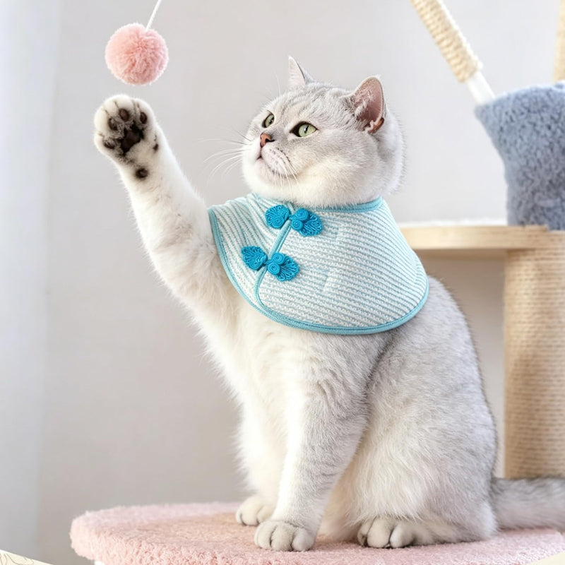 Cat Elizabethan collar, Soft Adjustable Elizabethan collar for cats, Prevents licking of wounds, Cat collar for post-surgery, sterilization & skin care (Blue, M)