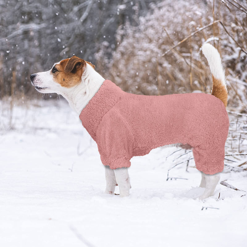 Fuzzy Dog Pajamas Turtleneck Dog Clothes Warm Soft Cozy Lightweight Dog Pjs Dog Sweaters for Small Dogs(Pink-S/M) Small/Medium Pink - PawsPlanet Australia