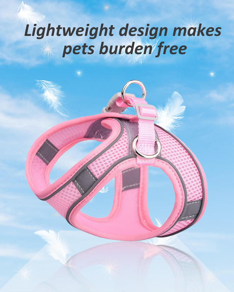 Solmoony Dog Harness for Small Medium Large Dogs No Pull, Puppy Harness and Leash Set, Puppy Harness for Small Dogs, Step in Harness for Small Dogs, Small Dog Harness, mesh Dog Harness. (Pink, XS) Pink - PawsPlanet Australia