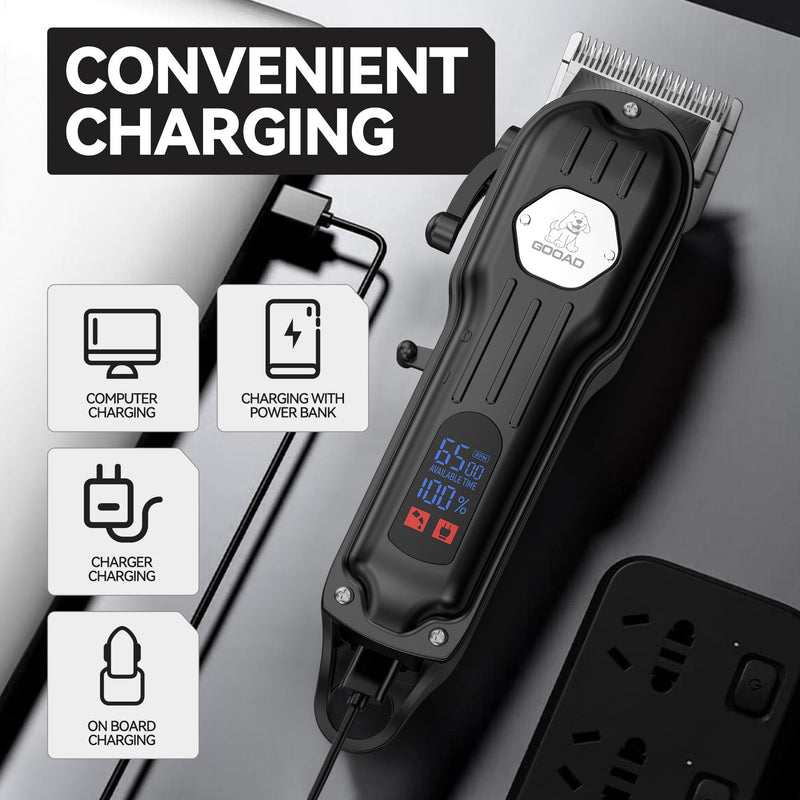 Dog Grooming Kit for Heavy Thick Hair&Coats,Low Noise Dog Hair Trimmer,Rechargeable Cordless Pet Shaver with Stainless Steel Blade, Dog Clippers for Grooming for Small Large Dogs Pets (Black) Black - PawsPlanet Australia