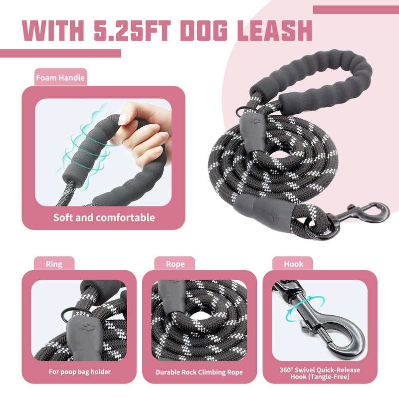 AUROTH Dog Harness and Leash Set, Soft Padded Service Dog Vest with 5.25FT Dog Leash, No Choke, Easy On Pet Vest, Adjustable Reflective No Pull Pet Vest Medium Sized Dog, Easy Walking and Training Leash Set-Pink - PawsPlanet Australia
