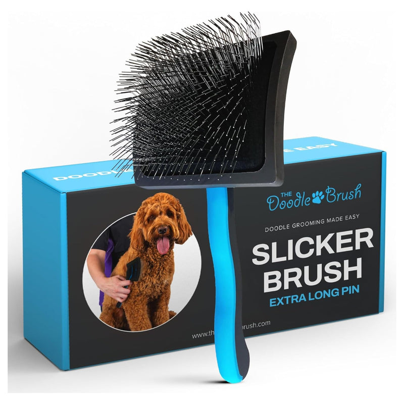 Slicker Dog Brushes for Grooming Detangler, Poodle Pin Dematting Dog Grooming Brushes, Extra Long Pin Slicker for Goldendoodle, Cockapoo, Cavapoo, Tangle-Free Groom Shiny Coat