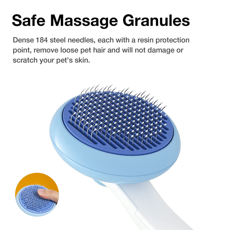 Self-Cleaning Slicker Brush for Pet Grooming: Removes Tangles, Loose Undercoat & Mats from Cats & Dogs (Blue) Blue - PawsPlanet Australia