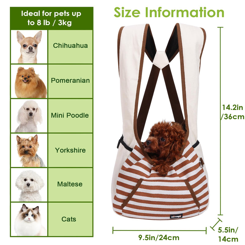 NATUYA Dog Sling Carrier Puppy Carrier, Adjustable Pet Front Sling Carrier Travel Bag with Bottom Pad, Pet Carrier for Small Dog Cat Puppy Traveling Hiking Camping (Khaki, 3-8 lb) - PawsPlanet Australia