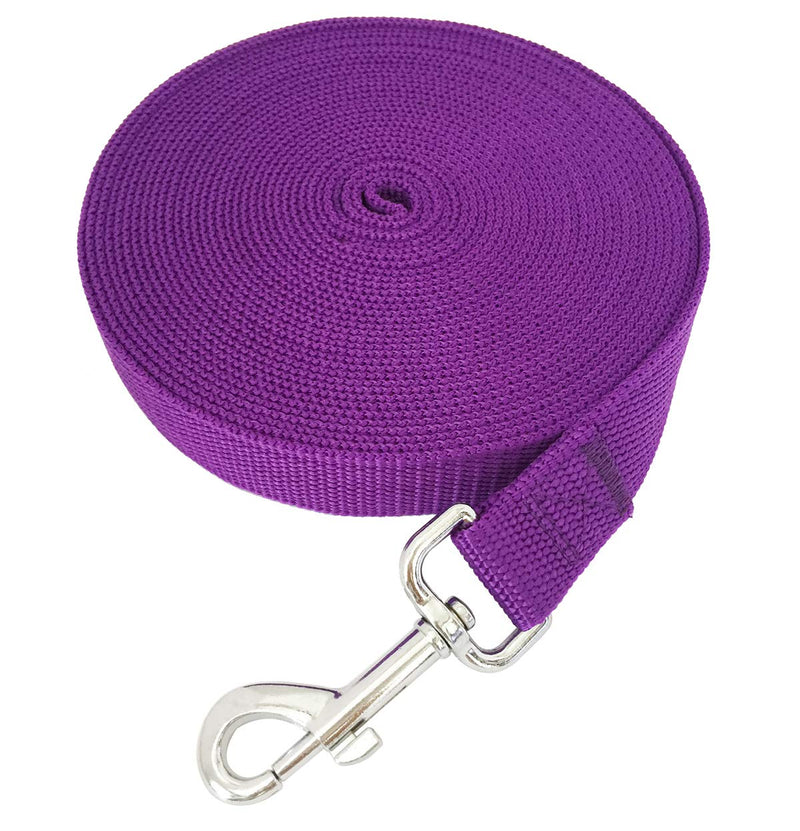 SALO Durable Nylon Training Dog Leash for Small Medium Large Dogs, 1 Inch Wide, 20ft 30ft 40ft 50ft Long Leash Dog/Puppy Lead for Obedience Recall Training, Camping, or Backyard 30 FOOT Purple - PawsPlanet Australia