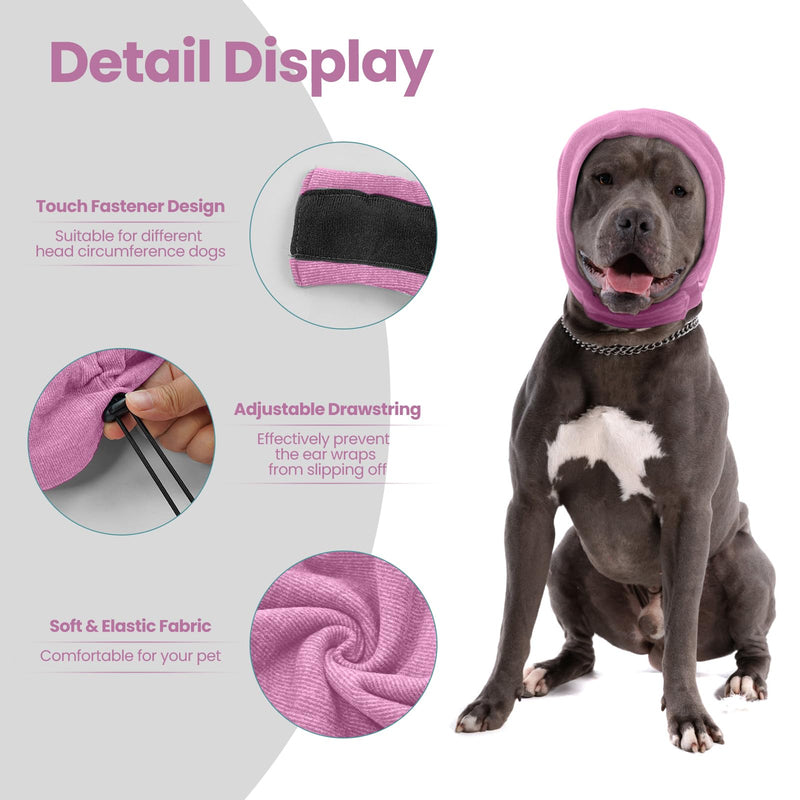 Nanaki Soft Dog Calming Hoodie Anxiety Relief Dog Ear Muffs Noise Protection Dog Ear Wrap Hematoma Fireworks Dog Ear Cover for Bath Blow Drying Dog Head Cover Noise Cancelling Sleep Help Headband M(Head Girth:14.6"-19.7") Rose Red - PawsPlanet Australia