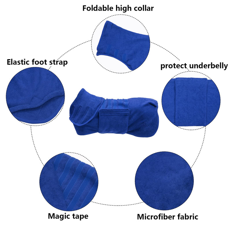 Geyecete Dog Drying Coat - Fast Drying Dog & Cat Bath Robe Towel, Luxuriously Soft - Blue, L Large - PawsPlanet Australia