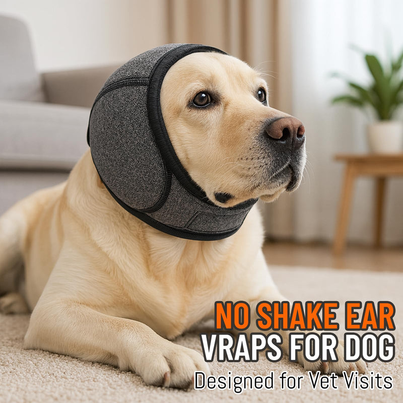 Quiet Ears for Dogs, Noise Cancelling Ear Muffs for Dog Anxiety Relief, Adjustable Pet Cats Dogs Calming Hood, for Grooming, Thunder, Fireworks & Bathing, Noise-Muffling Ear Cover(Gray, M)