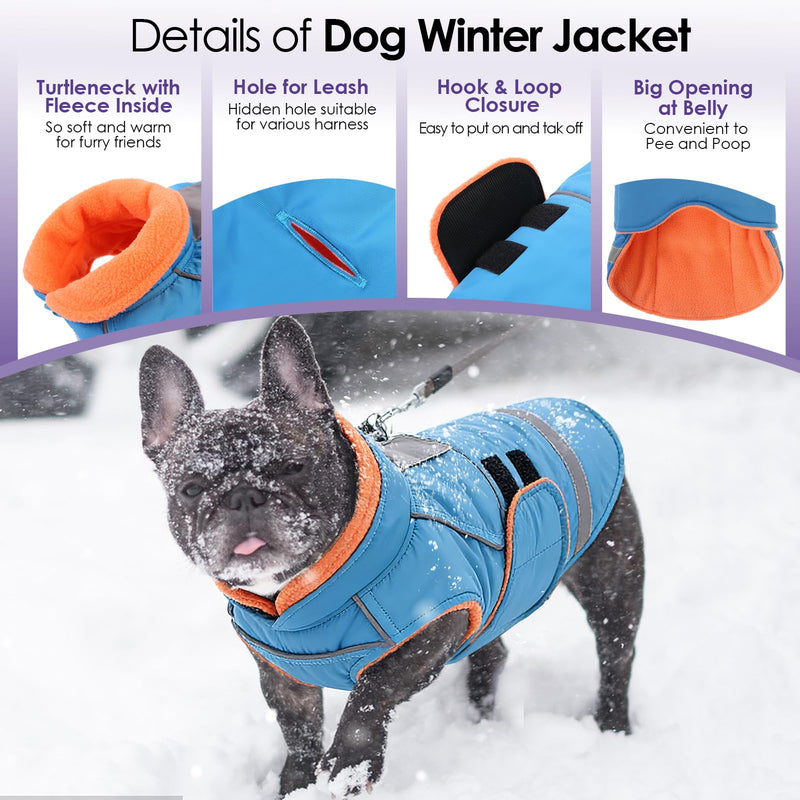 SUNFURA Dog Coat, XXXL Dog Winter Jacket, Warm Snow Jacket for Extra Large Dogs, Reflective Puffer Coats Waterproof Snowsuit for Great Dane, Turquoise XXX-Large