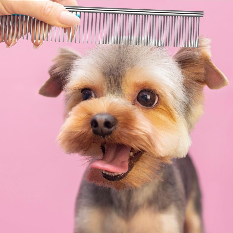 3PCS Metal Combs for Dogs, Two Tooth Width Greyhound Comb for Dogs, Metal Dog Comb, Grooming Tool for Long and Short Hair, Removes Knots (Silver) - PawsPlanet Australia