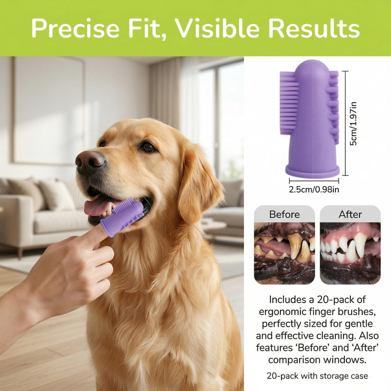 Dog Toothbrush Cat Toothbrush, 4-Piece Finger Toothbrush Set, Storage Box Gentle Teeth Cleaning for Dogs and Cats, Effective Plaque Removal