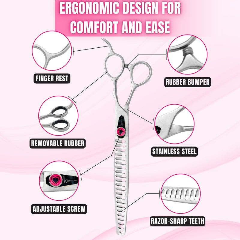 Kenchii Love Dog Grooming Scissors, 22 Tooth Blender Shears, Dog Scissors for Grooming, Professional Pet Grooming Scissors, Heavy Duty, Durable and Sharp - PawsPlanet Australia