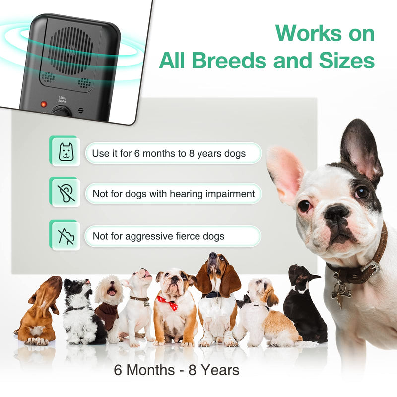 Queenmew Anti Barking Device for Dogs, 3 Modes Rechargeable Dog Bark Deterrent Devices, 30ft Effective Stop Bark Box with Adjustable Frequency & Range for Walking, Fit All Breeds&Size Dog Black
