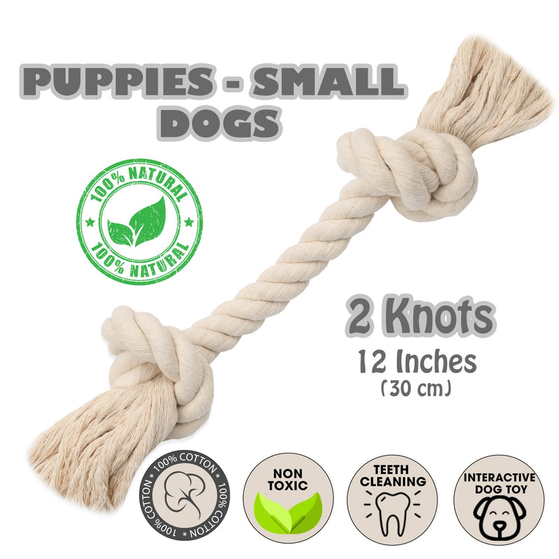 Barida Pet Supplies 100% Natural Cotton Rope Dog Toys, Premium White Cotton Dog Chew Toys, Puppy Chew Toys for Teething, Puppy Toys Small Dogs, Medium Dog Toys -Tough Dog Rope Toys Small (12.00") - PawsPlanet Australia