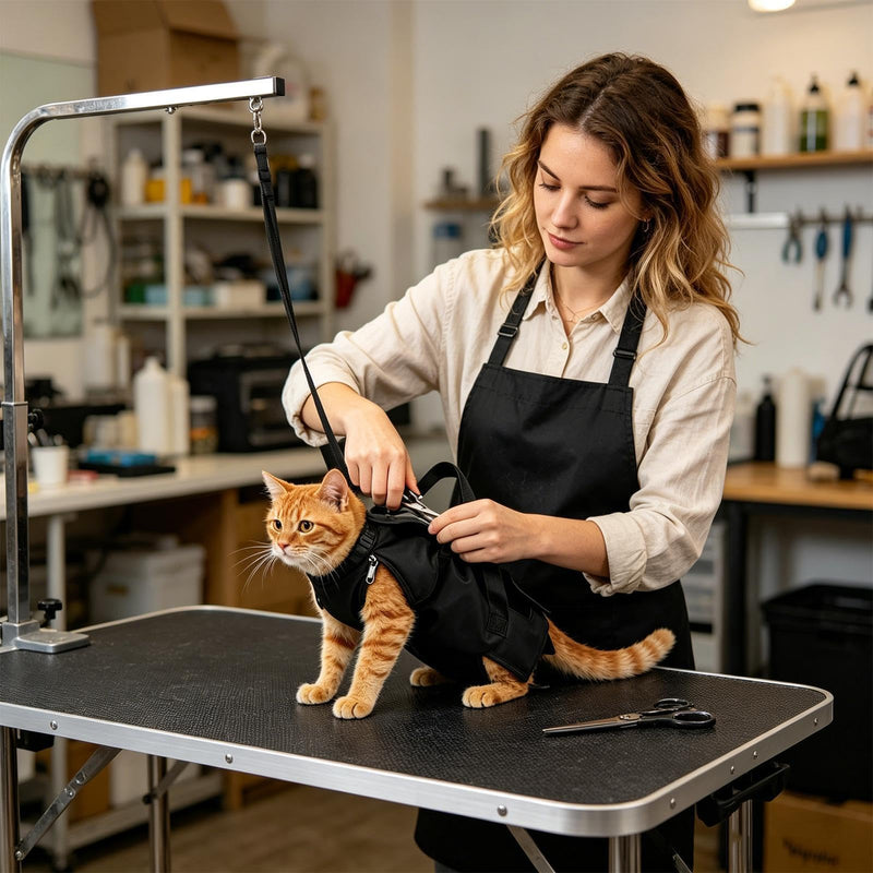Cat Shower Bag 'Adjustable Nylon Nail Clamp Cat Restraint | Scratch-Resistant, Portable Nail Cutting Tool | For Small, Medium and Large Pet Showers, For Washing Teeth, For M