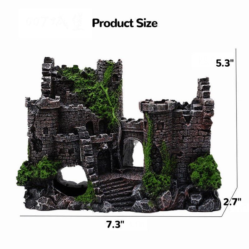 J-star Fish Tank Decorations, Aquarium Decorations Castle, Landscape Ornament Rock Resin Decoration, Safe for Freshwater and Saltwater - Green Castle - PawsPlanet Australia